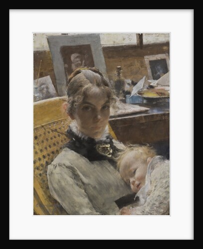 Studio Idyll. The Artists Wife and their Daughter, 1885 by Anonymous