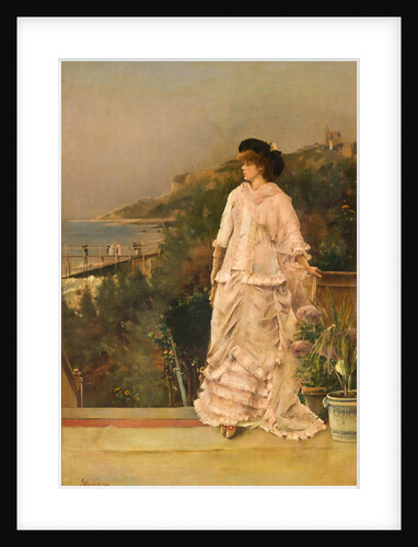 Woman on a terrace by the sea, 1882 by Anonymous