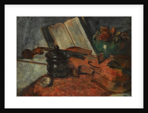 Still life with a violin, 1876 by Anonymous