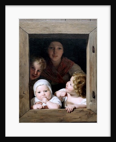 Young Peasant Woman with Three Children at the Window, 1840 by Anonymous