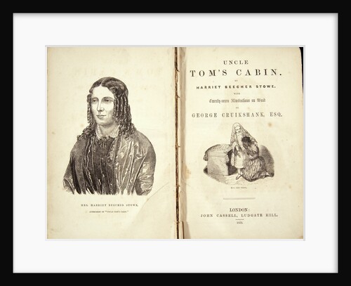 Harriet Beecher Stowe. Frontispiece of Uncle Toms Cabin, or Life Among the Lowly by Voltaire, 18 by Anonymous