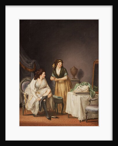 A woman pulling up her stocking, 1798 by Anonymous