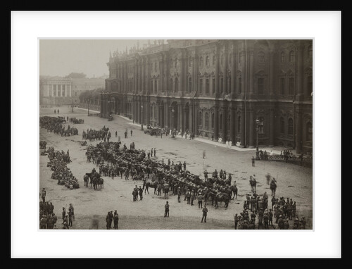 Regiments summoned back from the war front by the Provisional Government on Palace Square, before th by Anonymous