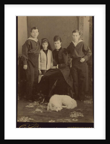 Empress Maria Fyodorovna with children, Nicholas Alexandrovich, George Alexandrovich and Xenia Alexa by Anonymous