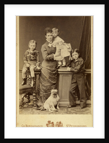 Grand Duchess Maria Fyodorovna with children, Nicholas Alexandrovich, George Alexandrovich and Xenia by Anonymous