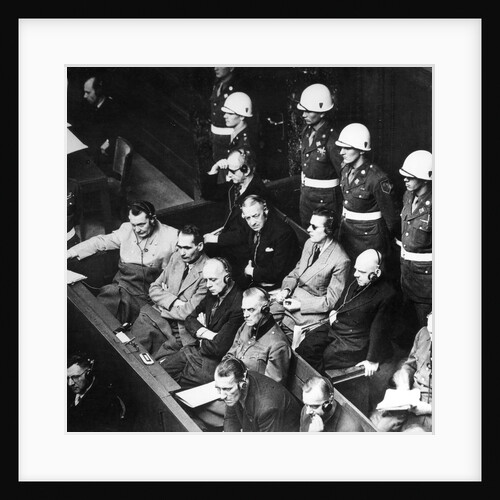 Defendants in the dock at the Nuremberg trials, 1945 by Anonymous