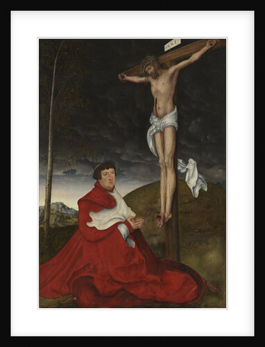 Cardinal Albrecht of Brandenburg kneeling before Christ on the cross, ca 1521-1525 by Anonymous
