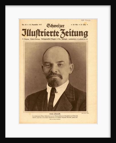 The Schweizer Illustrierte Zeitung with Lenin on the title page of 15 December 1917, 1917 by Anonymous