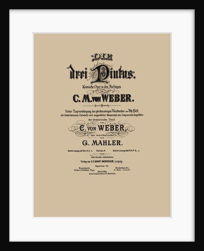 Cover of the vocal score of opera Die drei Pintos by Carl Maria von Weber, 1888 by Anonymous
