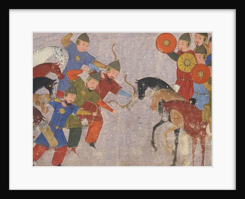 Battle between the Khwarezmian army and the Mongols. Miniature from Jami al-tawarikh (Universal His by Anonymous