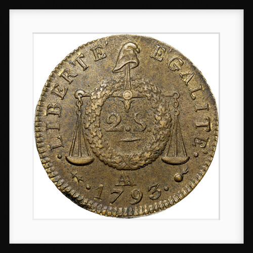 Coin 2 Sols. The National Convention period. Revers, Inscription: Liberté Égalité, 1793 by Anonymous