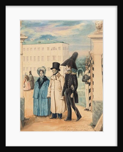 Walk (Self-portrait with father and sister), 1837 by Anonymous