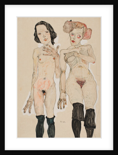 Two Naked Girls with Black Stockings, 1910 by Anonymous