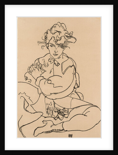 Girl sitting with spread legs, 1918 by Anonymous