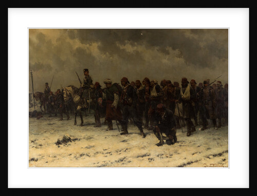 Russian Cavalry and Infantry Escorting Ottoman Prisoners, c. 1916 by Anonymous