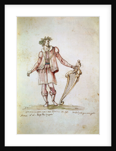 Portrait of Jacopo Peri. Costume design of Arion in the 5th Intermedio of La Pellegrina, by Anonymous