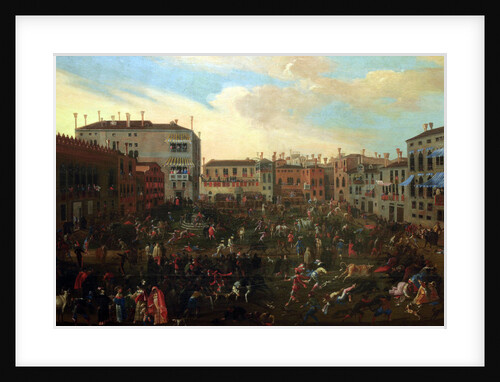 Bull Hunting in Campo San Polo (Caccia ai tori in Campo San Polo), ca 1640-1645 by Anonymous