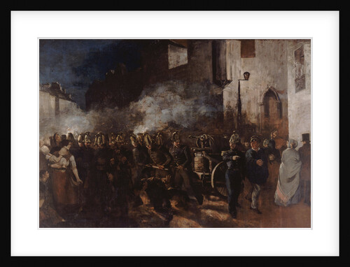 Firemen running to a blaze, 1851 by Anonymous