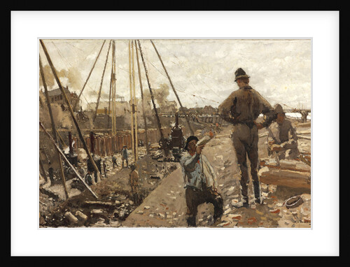The pile driving on the Van Diemenstraat in Amsterdam, 1897 by Anonymous