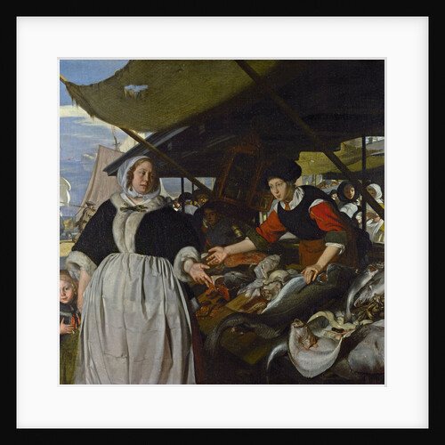 Adriana van Heusden and her Daughter at the New Fish market in Amsterdam, 1662 by Anonymous