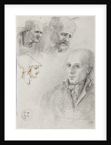 Self-portrait with heads sketches, ca 1792-1798 by Anonymous
