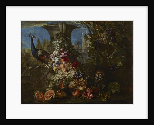 Still life with fruits and flowers in the garden of an Italian villa, Second Half of the 17th cen by Anonymous
