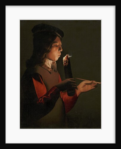 A young boy with a pipe, blowing on a firebrand, 1645-1648 by Anonymous