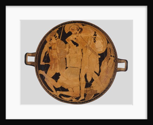 Cup with Achilles slaying Penthesilea. Red-figure pottery, ca 470-460 BC by Anonymous