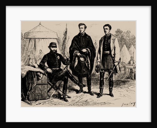 Emperor Pedro II of Brazil with his two sons-in-law, August of Saxe-Coburg and Gotha and Gaston of O by Anonymous