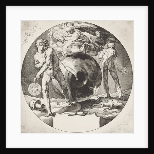 God creates heaven and earth from a sphere representing unformed chaos by Anonymous
