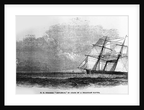HMS Rifleman Chasing a Brazilian Slave Ship. From: Illustrated London News, December 14, 1850, 1850 by Anonymous