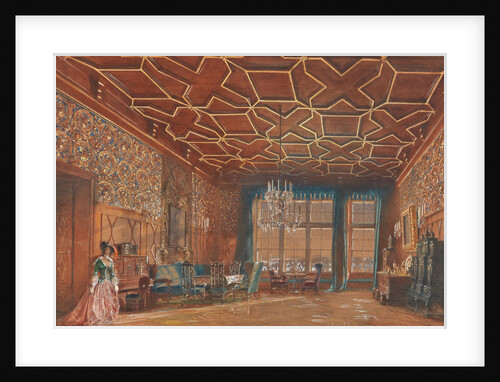 Interior in the castle Rosenberg of the Counts Buquoy-Longueval in South Bohemia, 1856 by Anonymous