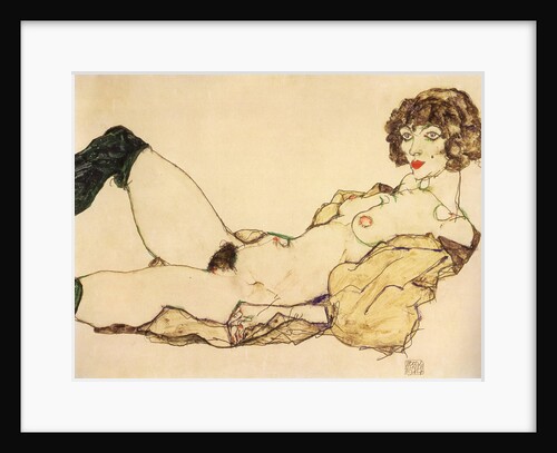 Lying nude with green stockings, 1917 by Anonymous