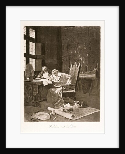 Richelieu and his cats, ca 1868 by Anonymous