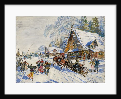 Russian village in winter, by Anonymous
