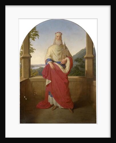 Saint Leopold in front of a Danube view and the Leopoldsberg in the background, 1849 by Anonymous