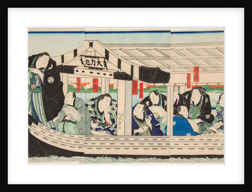 Sumo Wrestler Dairiki Maru on a boat with friends, 1864 by Anonymous