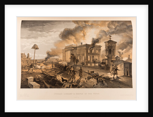The burning of the Public Library and the Tower of the Winds in Sevastopol, 1855-1856 by Anonymous