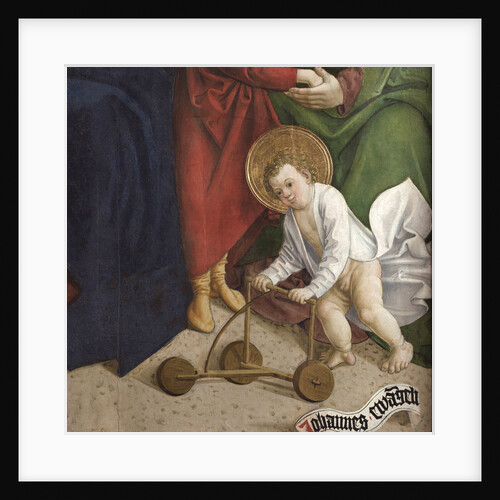 The Holy Kinship. Detail: The infant John the Baptist with a baby walker, 1510 by Anonymous