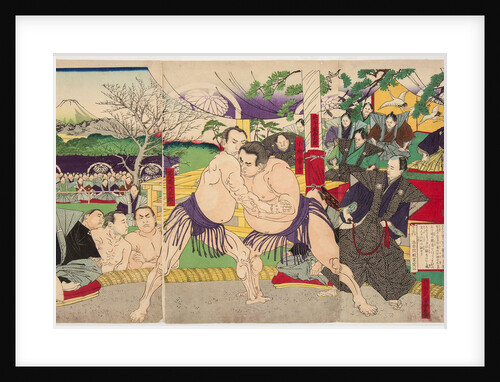 Wrestling match Koyonagi Tsunekichi vs Arauma Daigoro, 1885 by Anonymous