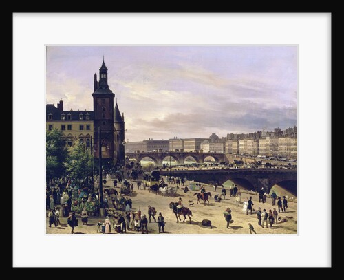 Le marché aux fleurs, la Tour de lHorloge, le Pont au Change et le Pont-Neuf, 1832 by Anonymous