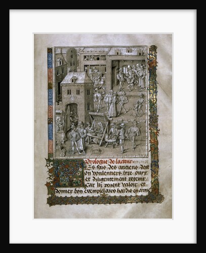 Market scene and Presentation of the book to Philip the Good by Anonymous