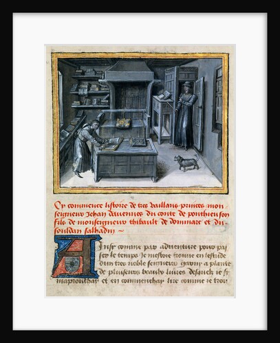 The translator reading the Latin text in the library, ca 1460 by Anonymous