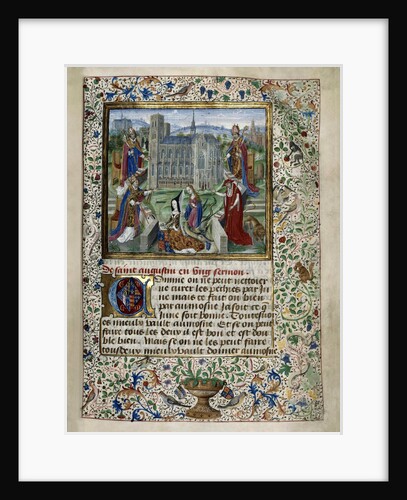 Margaret of York praying in front of the Cathedral of St. Gudula in Brussels, c. 1467-1469 by Anonymous