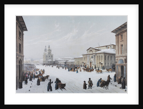 Okhotny Ryad Street (Hunting Row) and the Assembly of the Nobility House in Moscow, 1840s by Anonymous