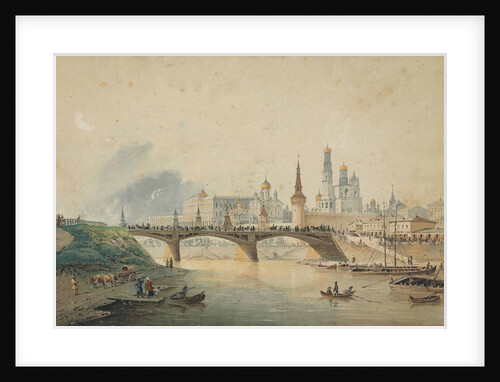 View of the Kremlin and Moskvoretsky bridge from the Moskva River embankment, 1870 by Anonymous
