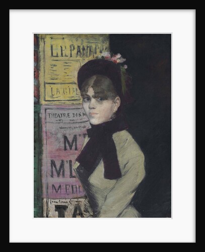 Young woman reading in Front of an Advertising Column, ca 1880-1885 by Anonymous