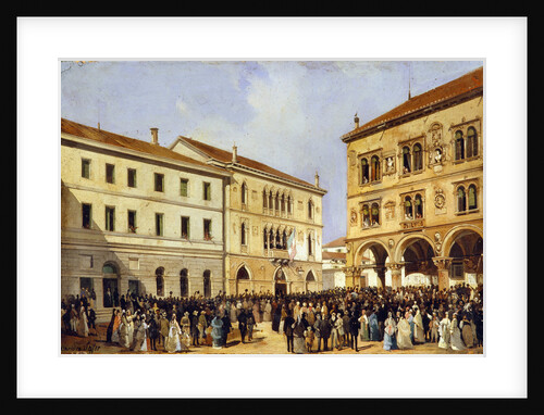 Esposizione del tricolore in Piazza Duomo, 1866 by Anonymous