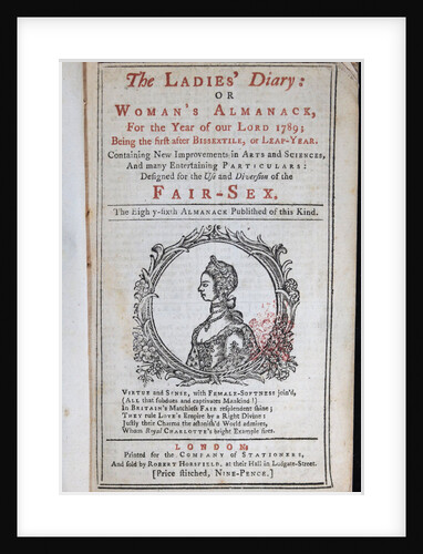 Cover of The Ladies Diary or the Womans Almanack, London, 1789 by Anonymous