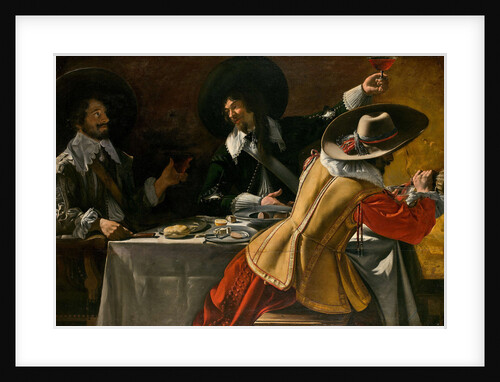 The Three Musketeers sitting at a table, c.1630 by Anonymous